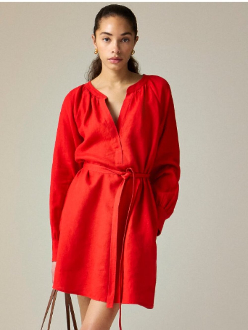 J. Crew Bright Red Cabana mini dress in linen Size Small NWT